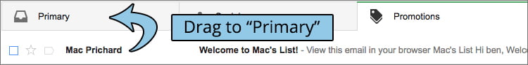 Drag from Promotions Tab to Primary Tab