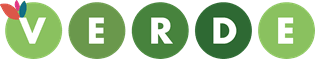 Verde logo with white sans serif lettering inside green circles.