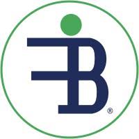 Circular logo with a green ring border and a navy blue 'FB' monogram, topped by a small green dot.